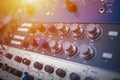 Music on sound mixer in recording studio Royalty Free Stock Photo