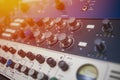 Music on sound mixer in recording studio Royalty Free Stock Photo