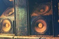 Music sound speakers hanging on the wall Royalty Free Stock Photo