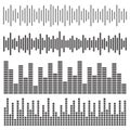 Music sound wave. Audio of voice and radio frequency lines. Abstract equalizer on white background. Vector elements Royalty Free Stock Photo