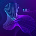 Music sound wave template. Blue and purple colors illustration for your album cover design. Abstract radial digital signal form. Royalty Free Stock Photo