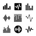 Music soundwave icons set