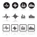 Music soundwave icons set.Pulse icons set.