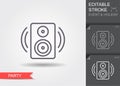 Music speaker . Line icon with editable stroke with shadow Royalty Free Stock Photo