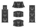 Music Speaker Twisted Isolated 3d Realistic Icons Set Design Vector Illustration Royalty Free Stock Photo