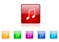 Music square web glossy icon