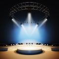 Music stage illuminated by spotlights. Royalty Free Stock Photo