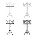 Music stand Easel tripod icon outline set black grey color vector illustration flat style image Royalty Free Stock Photo