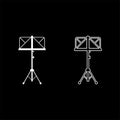 Music stand Easel tripod icon outline set white color vector illustration flat style image Royalty Free Stock Photo