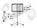 Vector music notes treble clef flow on music staff Royalty Free Stock Photo