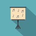 Music stand with piano notes icon, flat style Royalty Free Stock Photo