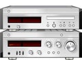 Music Stereo Audio Compact Disc CD Player with Amplifier rack Royalty Free Stock Photo