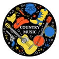 MUSIC STICKER Western Country Festival Vector Illustration