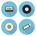 Music storages flat icon set