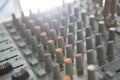 Music Studio. Buttons equipment for sound mixer control Royalty Free Stock Photo