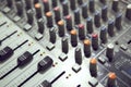 Music Studio. Buttons equipment for sound mixer control Royalty Free Stock Photo