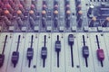 Music Studio. Buttons equipment for sound mixer control Royalty Free Stock Photo