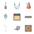 Music studio equipment icons set, cartoon style Royalty Free Stock Photo