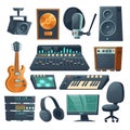Music studio equipment for sound recording Royalty Free Stock Photo
