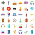 Music studio icons set, cartoon style Royalty Free Stock Photo