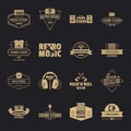 Music studio logo icons set, simple style Royalty Free Stock Photo