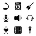 Music stuff icons set, simple style