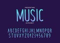 Music style gradient alphabet font template. Thin hand drawn fontface with vibrant gradient.