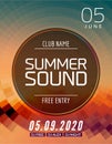 Music summer party poster graphic design. Disco dance flyer or poster template. Summer sound party event