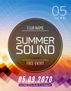 Music summer party poster graphic design. Disco dance flyer or poster template. Summer sound party event Royalty Free Stock Photo