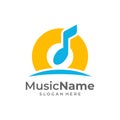 Music Sun Logo Vector Icon Illustration. Sun Music logo design template Royalty Free Stock Photo