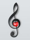 Music symbol and heart