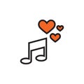 Music symbol icon with heart. Vector illustration decorative background design Royalty Free Stock Photo