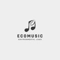 music symbol leaf nature simple logo template vector illustration icon element Royalty Free Stock Photo