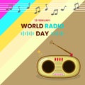 music symbol and radio icon for world radio day design templete