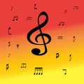 Music symbols in color background