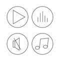 Music symbols flat icons with White Background isolated play volume mute note