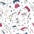 Music symbols. Seamless pattern. rock music background textures,