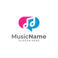 Music Talk Logo Vector Icon Illustration. Chat Music logo design template Royalty Free Stock Photo