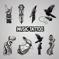 Music tattoo collection Royalty Free Stock Photo