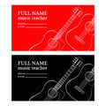 MUSIC TEACHER Business Card Guitar Vector Illustration Set