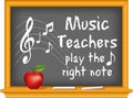 Music teachers play the right note, Red apple for the teacher