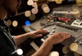 Man using mixing console in music recording studio Royalty Free Stock Photo