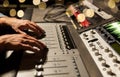 Man using mixing console in music recording studio Royalty Free Stock Photo