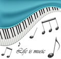 Music text frame with notes and piano keys Royalty Free Stock Photo