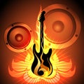 Music theme with flaming guitar