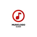 Music theme logo, music logo with circular musical notes and red color