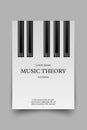 Music theory book cover mockup template, vector