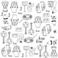 Music tool doodles set hand draw Royalty Free Stock Photo