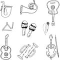 Music tools in doodle Royalty Free Stock Photo