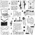 Music tools doodles hand draw Royalty Free Stock Photo